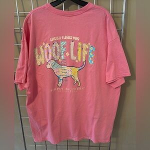 NWT Simply Southern Pink 'Woof Life' Dog Tee